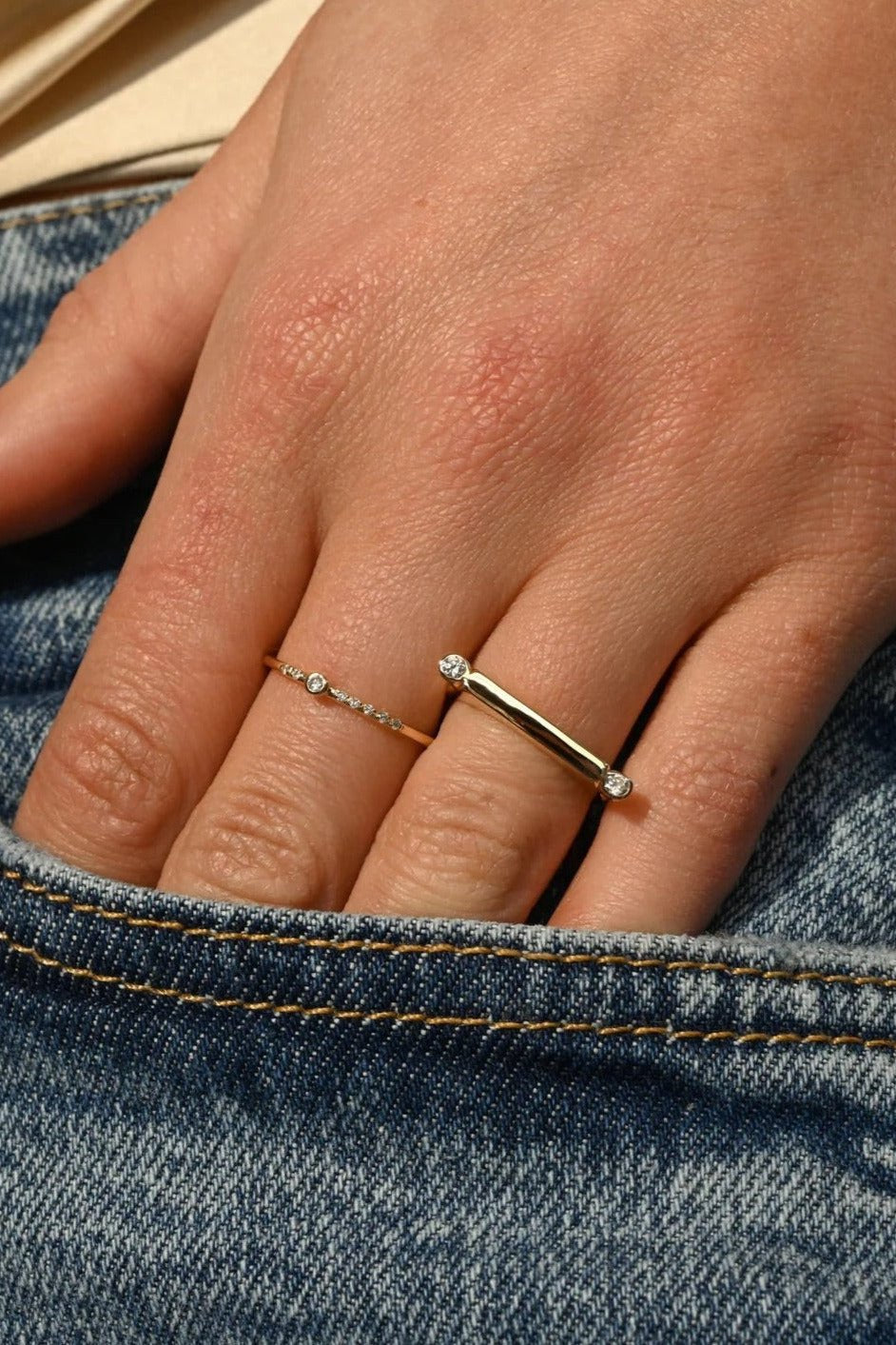 SCOSHA The Diamond Bar Stack Ring