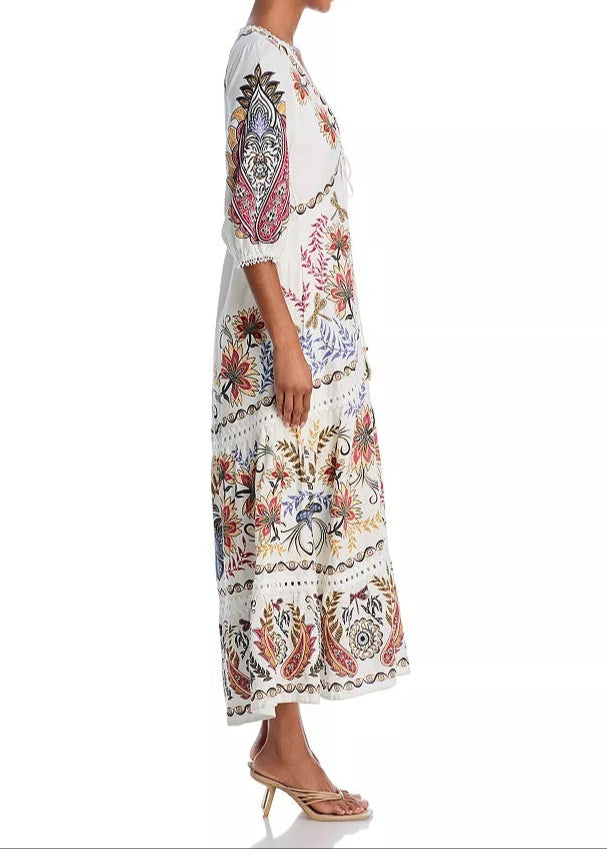 FARM Rio Boho Glam Maxi Dress - Off-White