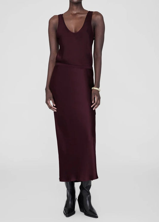 Anine Bing Bar Silk Skirt Bordeaux