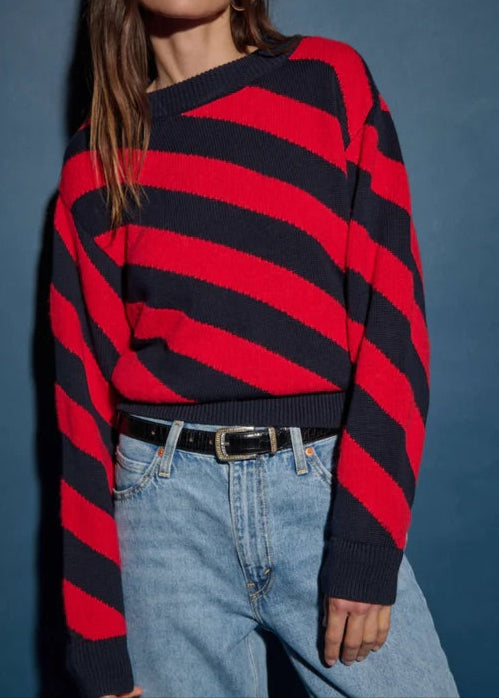 Nation LTD Fabienne Red Shoes Regatta Stripe Sweater