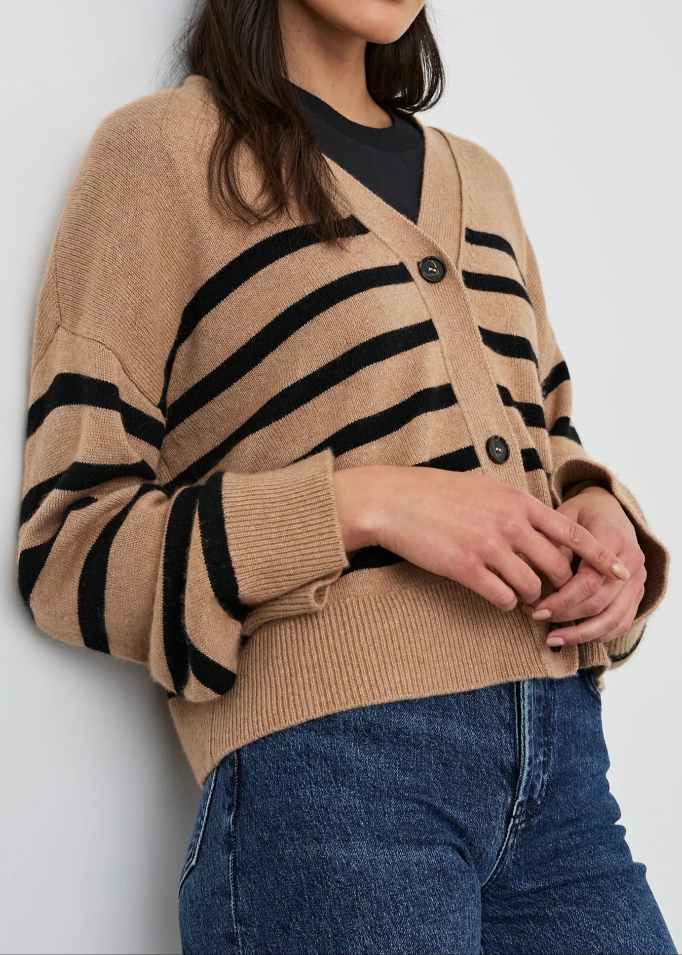 Rails Geneva Cardigan Camel Black Stripe