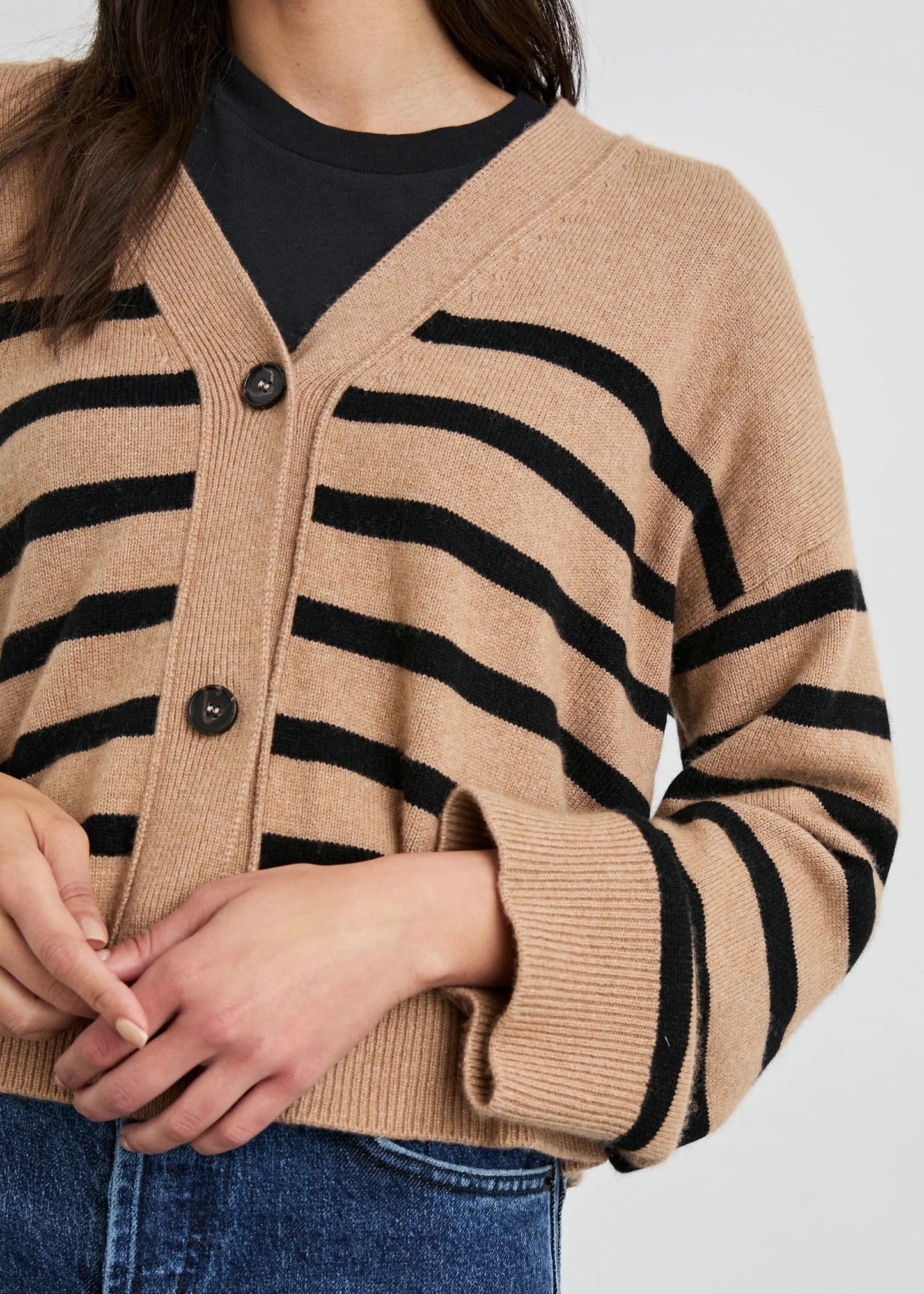 Rails Geneva Cardigan Camel Black Stripe