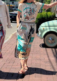 Vanessa Tropical Safari Printed Midi Skirt