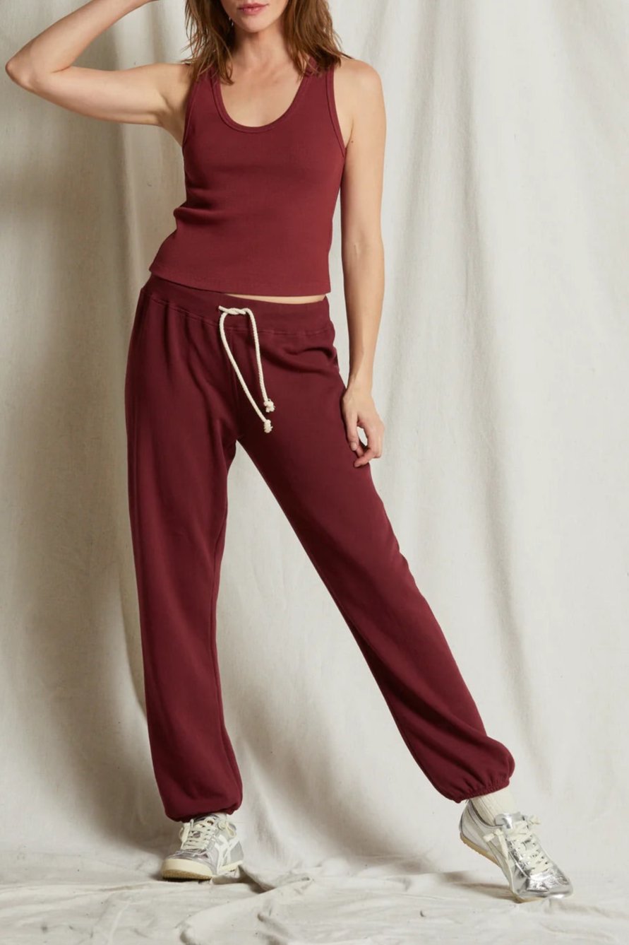 Perfect White Tee Toni French Terry Jogger Cranberry