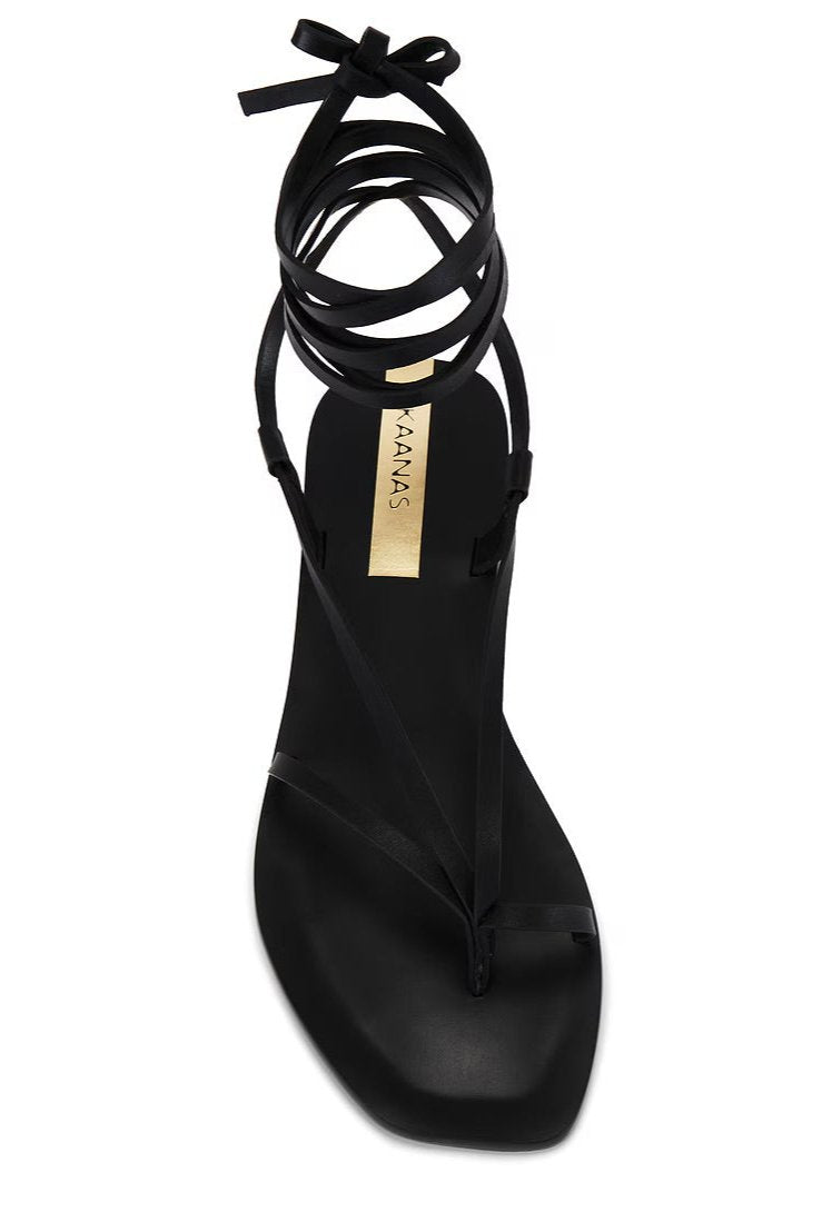 Kaanas Paloma Naked Sandal W/ Wraparound Ankle Onyx