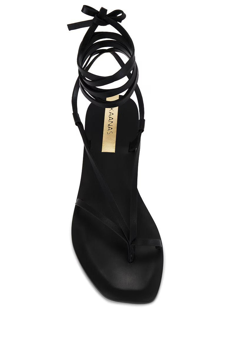 Kaanas Paloma Naked Sandal W/ Wraparound Ankle Onyx