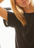 Faith Linen Crewneck Boyfriend Tee True Black