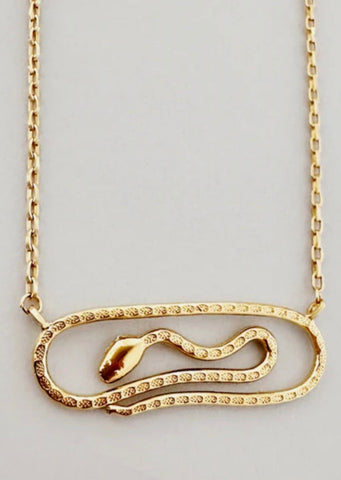 Snake Paperclip Necklace 16"