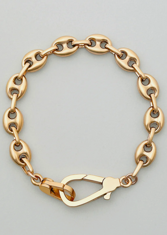 Love Lock Bracelet Puffy Mariner Midi 7" 14k Gold Vermeil