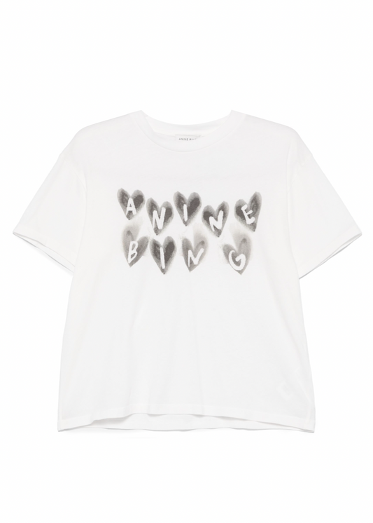 Anine Bing Cade Tee Hearts Ivory