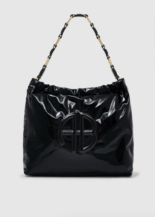 Anine Bing Kate Shoulder Bag - High-Shine Black