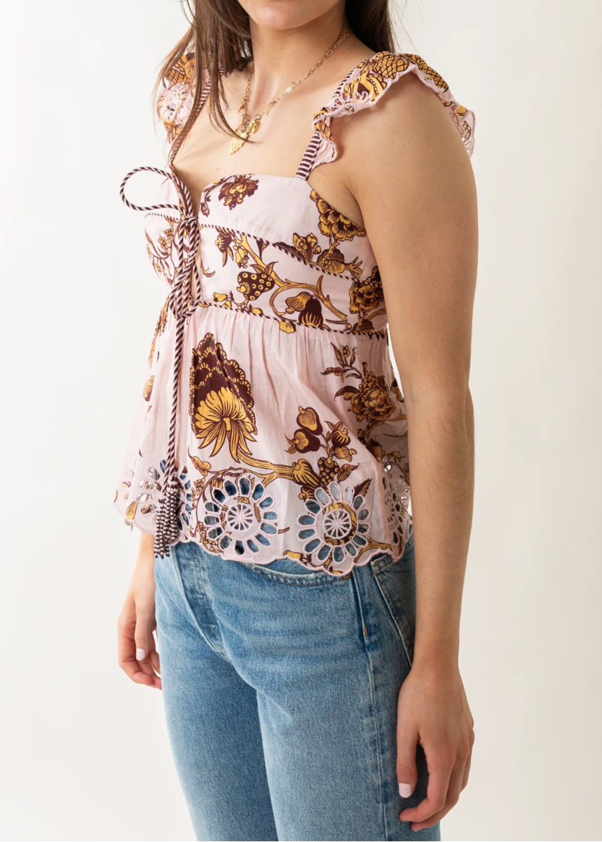 FARM Rio Tropical Landing Pink Sleeveless Blouse