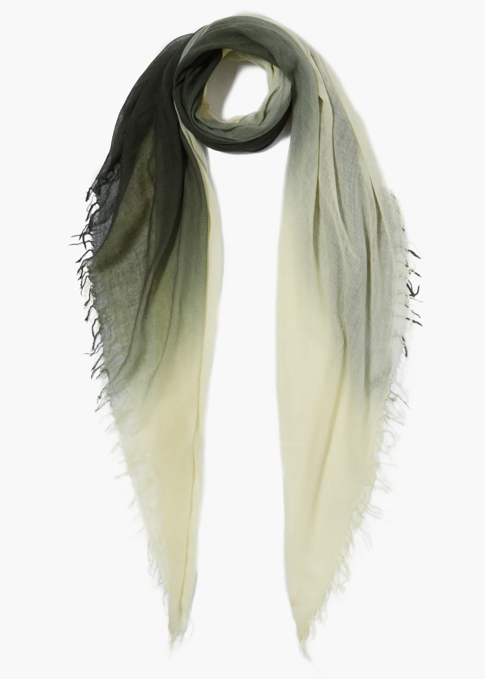 Chan Luu Dip Dyed Cashmere and Silk Scarf Kombu Green