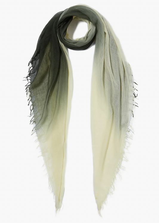 Chan Luu Dip Dyed Cashmere and Silk Scarf Kombu Green