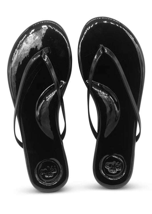 Solei Sea Indie Classic Thin Strap Sandal Onyx Patent