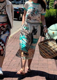 Vanessa Tropical Safari Printed Midi Skirt